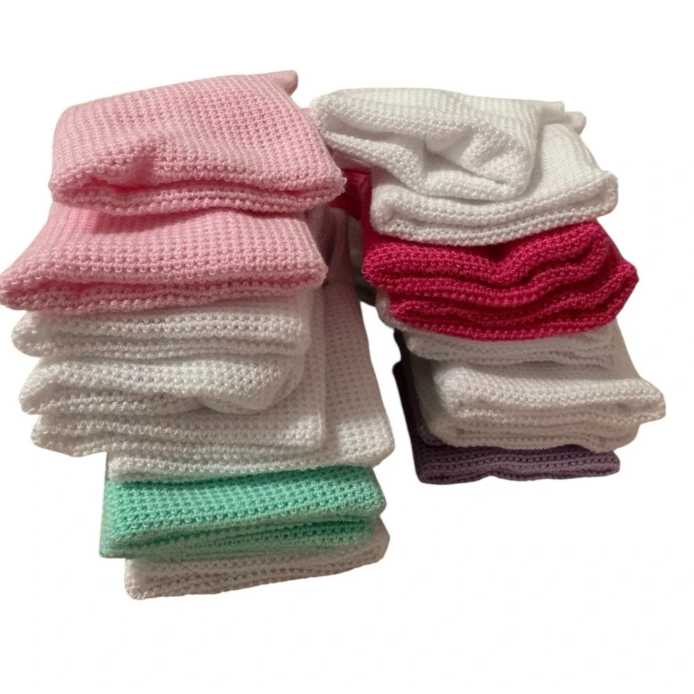 10 Pairs Girls Toddler Socks White Multi Color Approx Size: 3T-5T NWOT